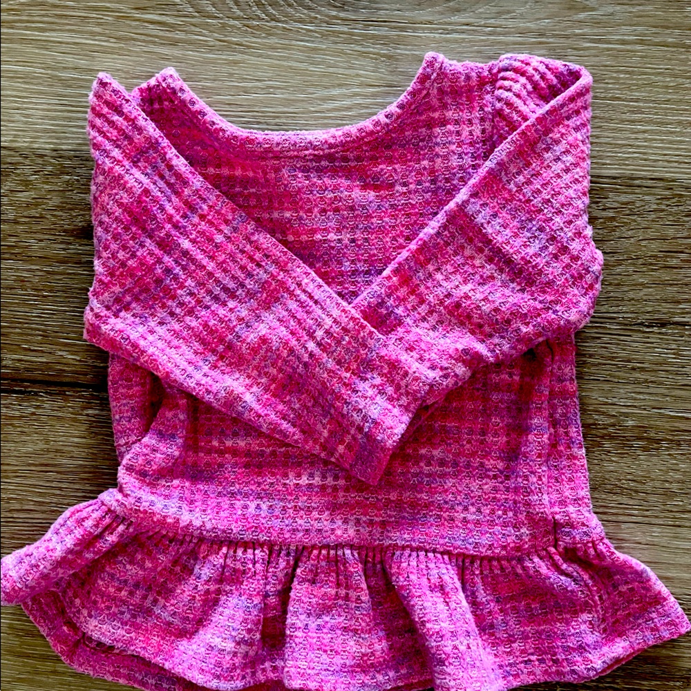Waffle peplum long sleeve